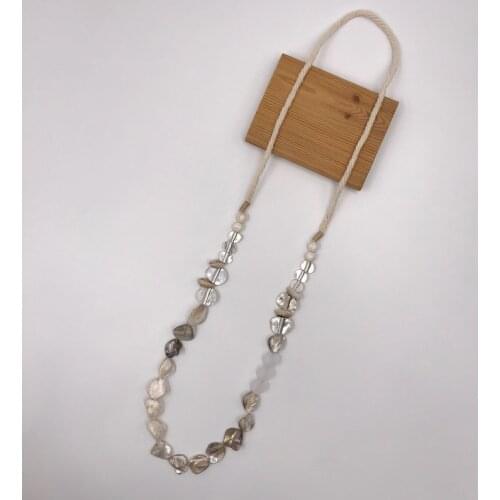 Kara&Kale Goth Fashion Jewelry Sweater Chain Long Necklace Vintage Nature Shell Resin&Alloy Beads Necklace for Women Accessories