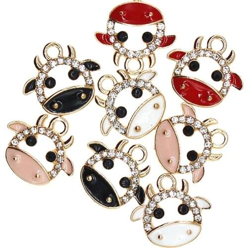 10pcs/lot 14*16mm Cute Animal Series Calf Enamel Charms For DIY Fashion Earrings Necklace Jewelry Making Finding Accessories New