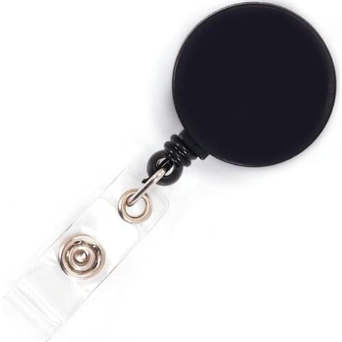 100pcs Card Holders 32mm White Black ABS Retractable Lanyard Name Tag Badge Reel Hook