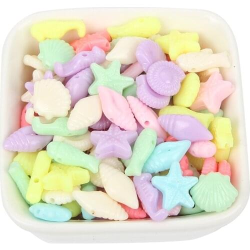 100pcs/lot Mixed Marine Animal Acrylic Beads Charm Loose Spacer Beads For Jewelry Making DIY Needlework Bracelet Accessories