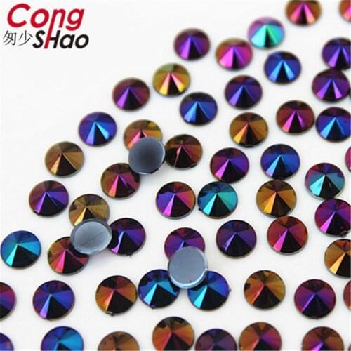 Cong Shao 1000pcs 5mm 3D Nail Art Tips AB colorful Round flatback crystal Acrylic Rhinestone trim phone not hotfix nails CS298