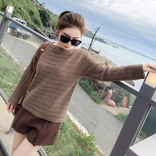 2018 Lycra Flat Knitted O-neck Full Promotion Winter New Pattern Korean Knitting Pullover Temperament Solid Rendering Sweater