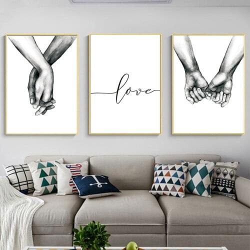 3PCS Canvas Print Hand in Hand Creative Decorative Canvas Wall Art Wall Picture