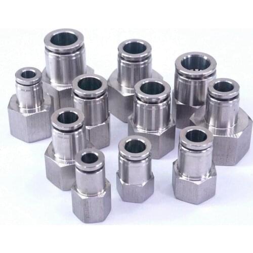 304 Stainless Steel 1/8"BSP,1/4"BSP,3/8"BSP,1/2"BSP,3/4"BSP Pneumatic Straight Tube Female Quick Connector Anticorrosion