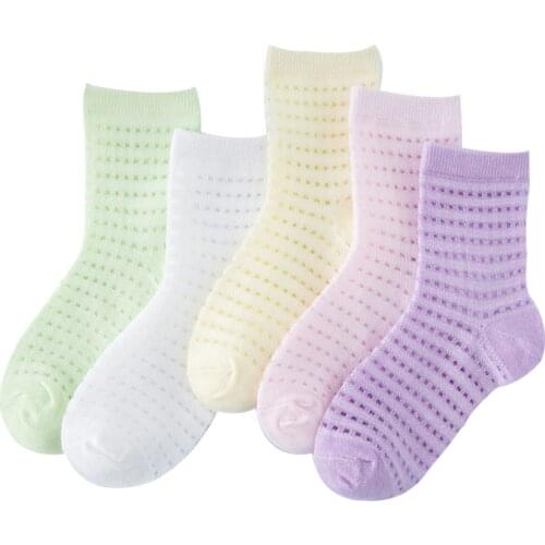5 Pairs Summer Baby Socks Cotton Comfortable Ankle Length Infant Socks Boys Girls Mix Colors Breathable Sock