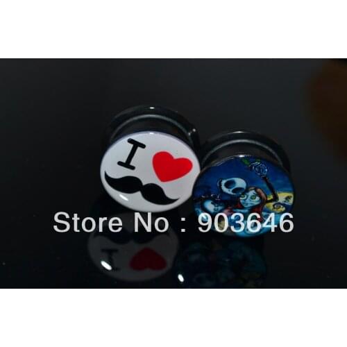 50PCS Body Jewelry Mustache ear plug flesh tunnel Screw On 4-20mm Free shippment