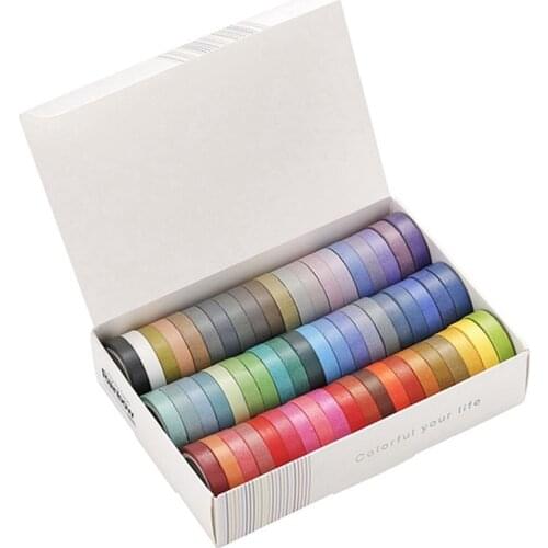 60Pcs/lot Rainbow Solid Color Decorative Adhesive Tape Masking Washi Tape Set DIY Scrapbooking Sticker Label Stationery