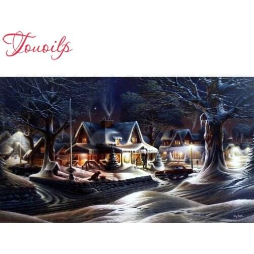 TOUOILP 5D DIY Diamond Painting Full Square/Round Drill"Christmas Snow house tree"5d Embroidery Cross Stitch Mosaic Home Decor