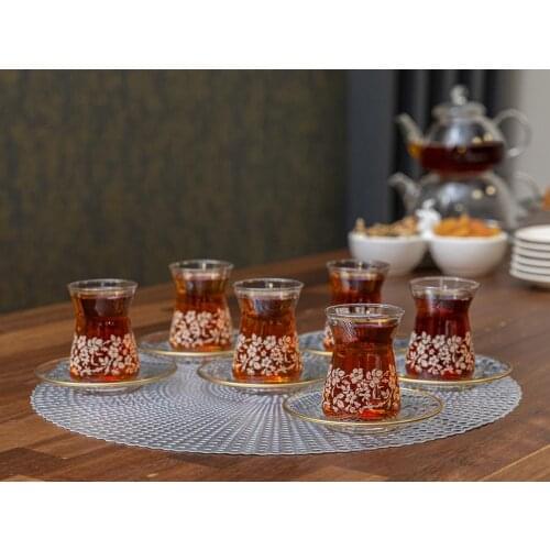English teacup set Natural Flower Glass 6-Piece Tea Set 130 Ml Light Cream English Traditional Tea Glass
