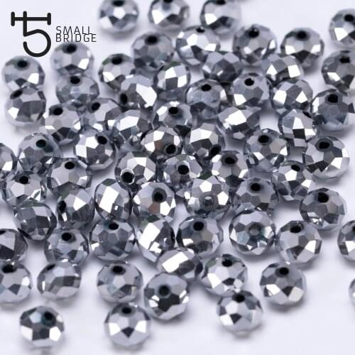 Austria Plating Silver colour Faceted Rondelle Glass Beads Diy Jewelry Making Accessories Pearls Crystal Beads Wholesale Z170