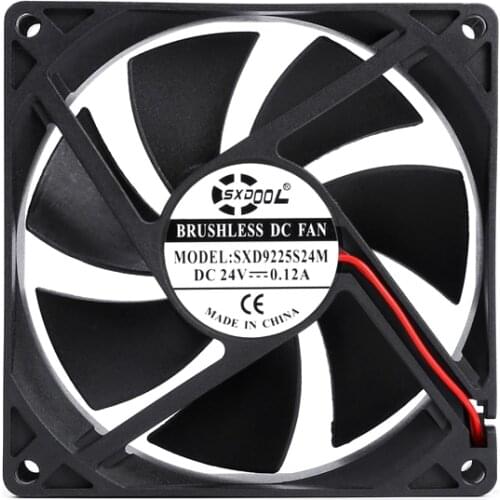 2Pcs/Lot SXDOOL 24V 0.12A 90mm Cooler Cooling 9CM 92MM 9225S 92mm x 25mm Sleeve Bearing Silent Quiet DC Brushless cooling Fan