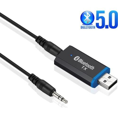 Bluetooth 5.0 Transmitter 3.5 3.5MM Jack AUX Stereo USB Bluetooth Dongle Wireless Audio Adapter Transmitter for Headphones TV PC