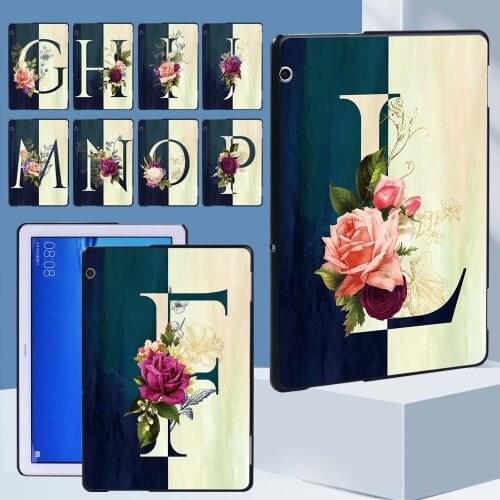 Tablet Case for For Huawei MediaPad T5 10 10.1 Inch 26 Letter Series Shockproof Hard Shell Plastic Protective Case + Stylus
