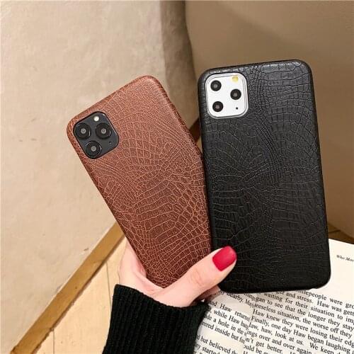 Luxury Crocodile Pattern PU Leather Phone Case for iPhone 12 11 Pro Max Mini X XS XR 7 8 Plus SE 2020 Retro Business Soft Cover
