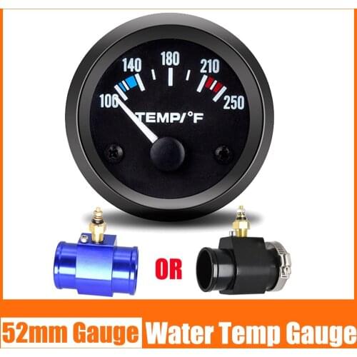 Water Temperature Gauge 1/8 NPT Sensor Adapter 52mm Digital LED 100-250 °F For 12V Gasoline Vehicles Racing