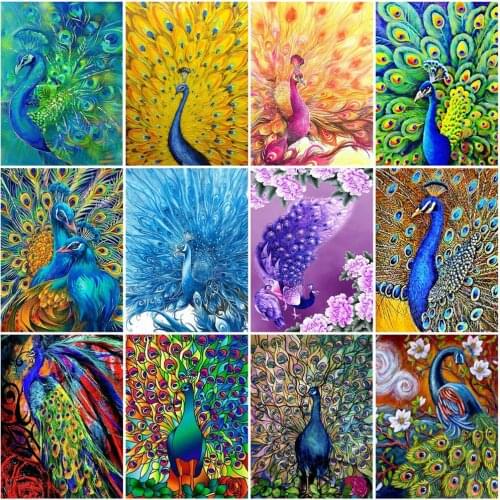 EverShine 5D Diamond Painting Animals Picture Of Rhinestones Full Drill Square Diamond Embroidery Peacock Mosaic Home Decor