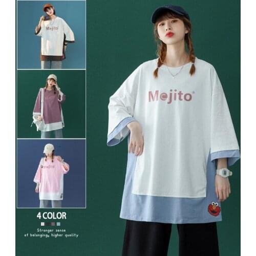 Swag Style Mogito Women Girls Short Sleeve Cotton T-shirts 2021 NEW Big Size Letters Female Summer Tees Hip Hop Street