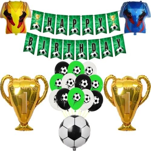 1Set World Champion Football Birthday Party Celebrate Win Game Football Player Soccer Fans Decor Balloon Banner Boys Favor Gift