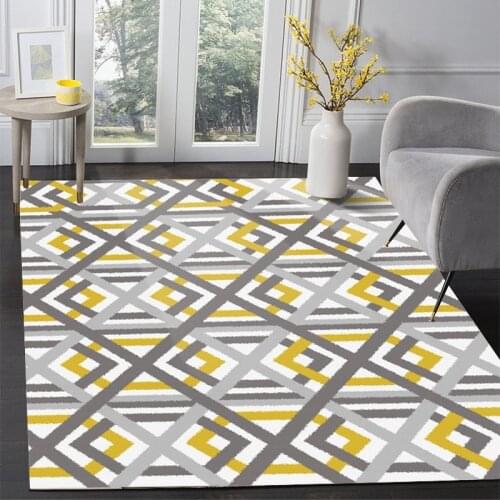 Geometric Yellow Gray Floor Rug Living Room Nordic Style Rug Sofa Coffee Table Bedroom Decoration Bedside Blanket Doormat