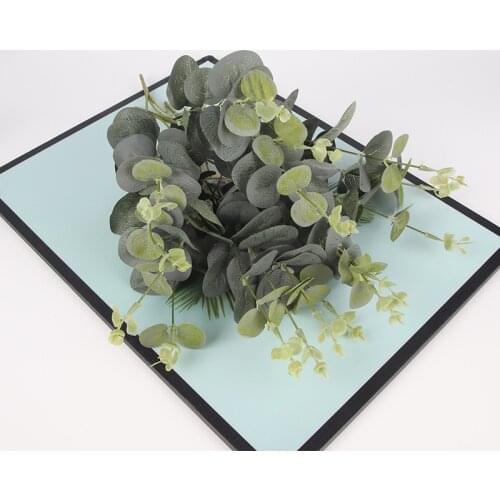 1 Piece Green Simulation Eucalipto Single Artificial Eucalyptus Leaf Artificial Plants for Wedding Shooting Prop Home Decoration