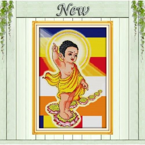The buddha birth baby painting Decor Counted Printed on canvas DMC 11CT 14CT Cross Stitch Needlework Sets embroidery kits mascot
