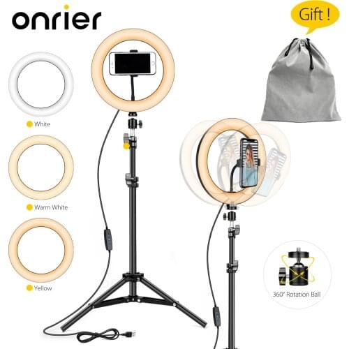 Onrier Ring Light Cell Phone Tripod Stand & for YouTube Video,Compatible with iPhone/Android studio Tripod Stand Video OLS06E