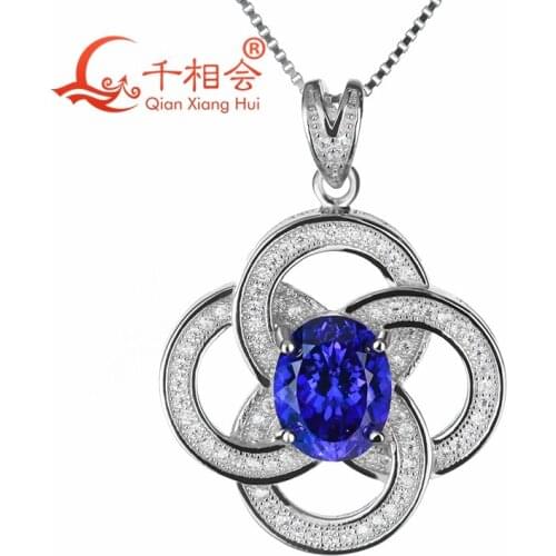 Flower four circles shape cubic zirconia pendant 925 sterling silver material