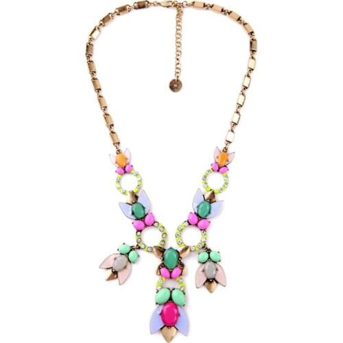 Marquise Chunky Necklaces Bohemia Style Long Gold Floral Spike Collar Aristocratic Womans Temperament Pendants Statement Maxi