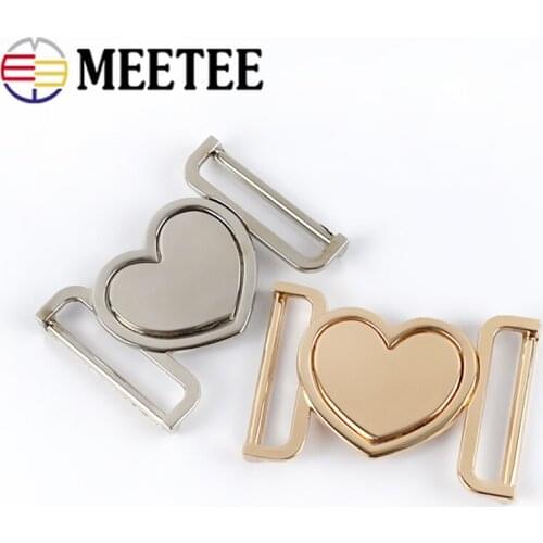 Meetee 2/5pcs 40mm Metal Coat Belt Button Heart-shaped Buckle Windbreaker Combination Decorative Buttons DIY Clothing Accessory