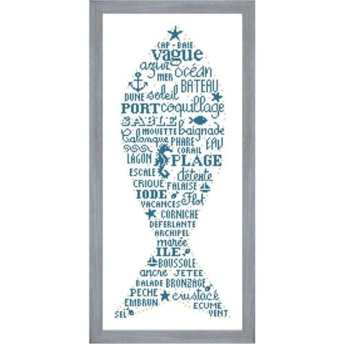 Like a fish in water cross stitch kits simple pattern aida fabric 18ct 14ct 11ct count white canvas cotton thread embroidery