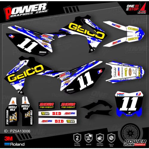 PowerZone Custom Team Graphics Backgrounds Decals 3M Stickers Kit For HONDA 2014-2017 CRF250R 2013-2016 CRF450R 006
