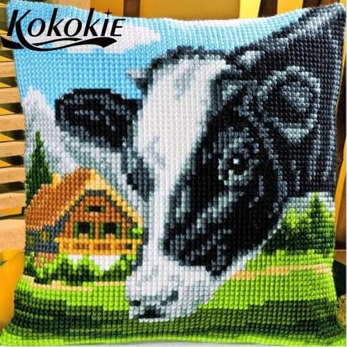 DIY cushion cover kits knitting needles kit for embroidery yarn pillowcase animal cross stitch pillowcase needlework kits