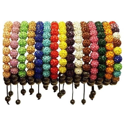 Lowest price Promotion!10mm free shipping Ball Beads mixed multicolor Bracelet Bangles new style men crystal