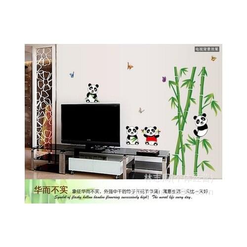New cute panda bamboo large wall stickers home decor living room diy art decals removable pvc wall sticker for decoration