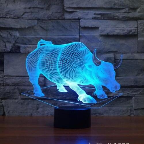 New Bull 3d Lights Led 7 Colorful Remote Control l 3d Lamp Acrylic Luminaria De Mesa Usb Led 3d Light Fixtures