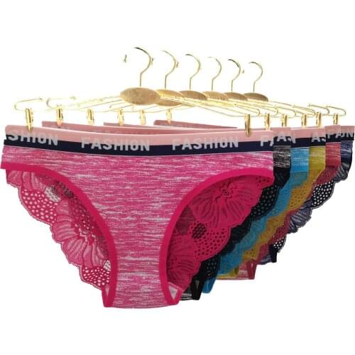 Wholesale Womens Underwear Lace Cotton Triangle Panties Sexy Hollow Briefs Female Low Waist Intimate Lingerie 12pcs/lot