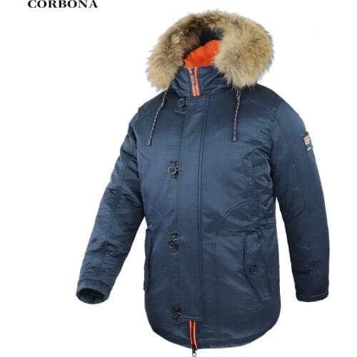 CORBONA N3B Type Winter Parka Mens Coat Long Oversize Real Fur Hood Military Army Male Jackets Padded Fleece Brand Cloths 2021