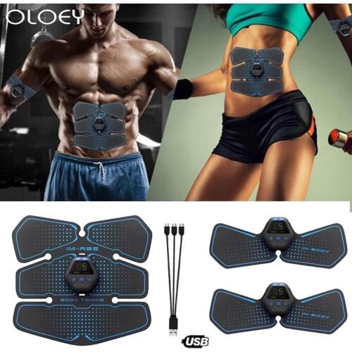 Rechargeable EMS Abdominal Muscle Stimulator Trainer ABS Electrostimulation Fitness Massager Gym Arm Abdomen Muscular Exercise