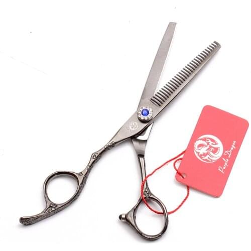 Professional Barber Scissors Left-Hand 6.0" 17.5cm 440C Purple Dragon Hair Cutting Scissors Thinning Shears Barber Scisors Z8002