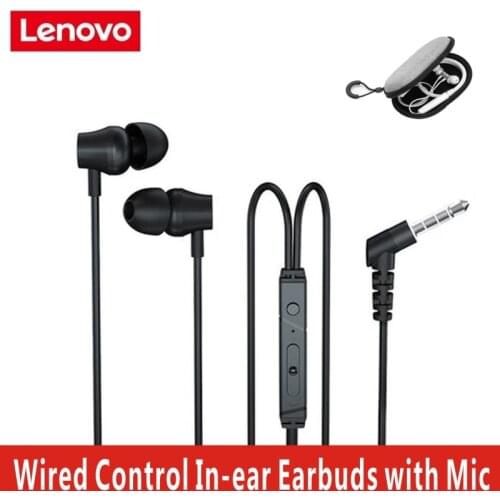 Lenovo QF320 Wired Earphones Heavy Bass 3.5mm Audio Wired Control In-ear Earbuds with Mic for Phone Game Music