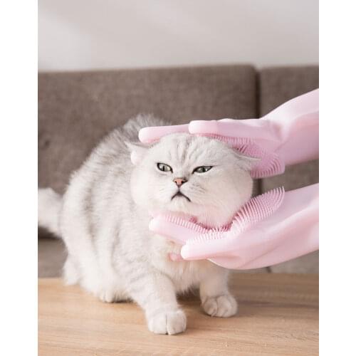 Bathing Silicone Massage Comb Pet Bathing Lengthen Glove Bathing Brush Teddy Bichon Puppy Dog Cat Pet Cleaning