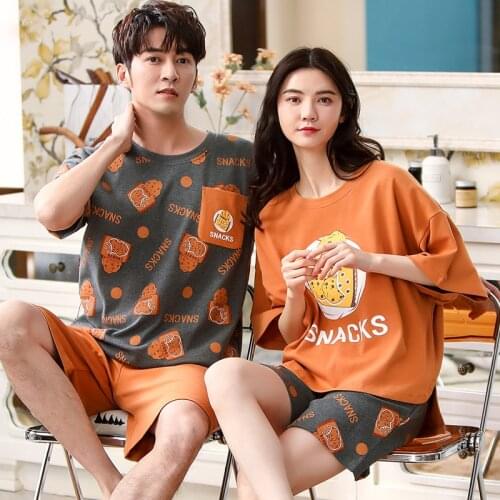 Cute Little Cheese Short-sleeved Couples Home Wear Pajamas For Men And Women Summer Leisure And Comfortable Korean Sleepwear