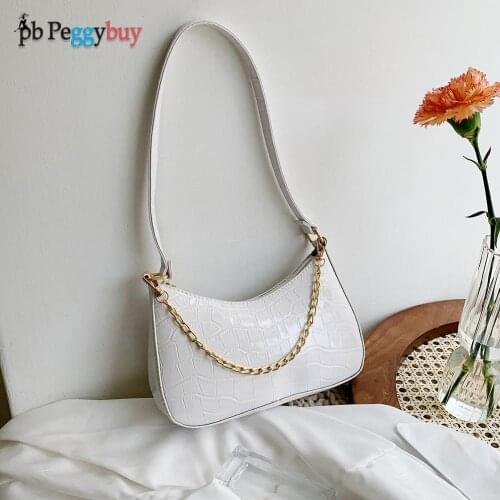 Women PU Alligator Pattern Underarm Bag Vintage Ladies Pure Color Hobos Handbags Womens Fashion Leather Handbags