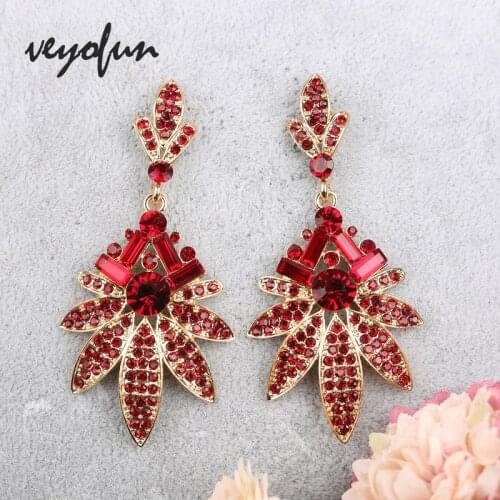 Veyofun Trendy Rhinestone Drop Earrings Elegant Party Bride Dangle Earrings Fashion Jewelry for Women Gift Wholesale