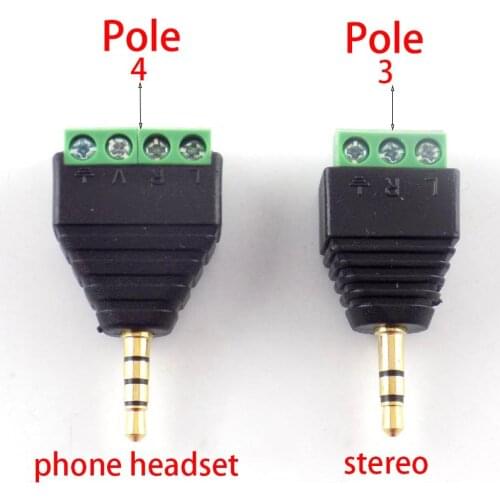 Video AV balun terminals 3.5mm Stereo Jack Plug 3/4 Pole Stereo Male Converter Adapter DIY Audio connector