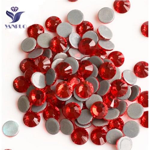 YANRUO 2058HF SS4-SS30 Siam Flat Back Rhinestones Hotfix Iron On Crystals Strass DIY Glass Stone For Clothes
