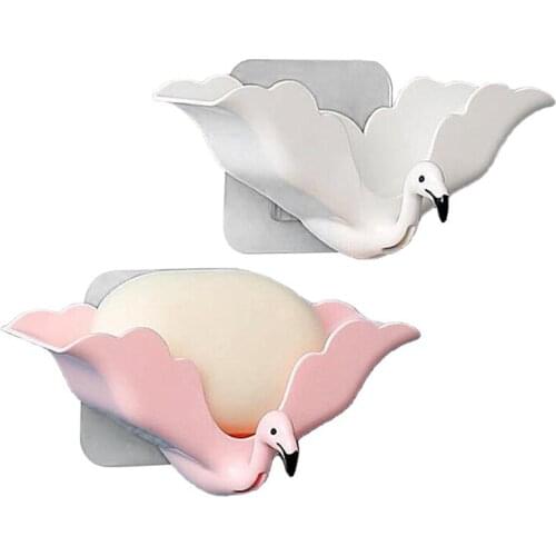 Flamingo Soap Box Drain Suction Cup Wall-mounted Multifunctional Bathroom Storage Accessories