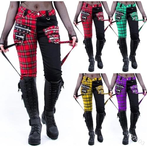 2020Women Fashion Gothic Stretch Punk Pants Medieval Halloween Cosplay For Middle Ages Bandage Lattice Party Costumes Trousers