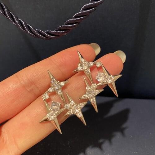 Four Pointed Star Little Top Quality Cubic Zirconia Temperament Is Earrings Female Small Dart Jewelry Friends Gift Dropshipping