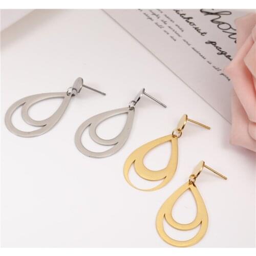 OUFEI Water Drop Earrings For Women 2020 Fashion Jewelry Stainless Steel Jewelry Woman Drop Earrings Free Shipping